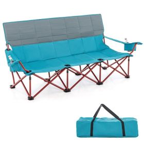 3 Person Folding Camping Chair with 2 Cup Holders Cotton Padding & Storage Bag 3 Person Folding Camping Chair with 2 Cup Holders Cotton Padding & Storage Bag