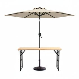 3-Piece Patio Picnic Set - 7.5ft Crank Tilt Umbrella, Heavy-Duty Resin Base, Adjustable Legs, Backyard/Garden/Campsite 3-Piece Patio Picnic Set - 7.5ft Crank Tilt Umbrella, Heavy-Duty Resin Base, Adjustable Legs, Backyard/Garden/Campsite